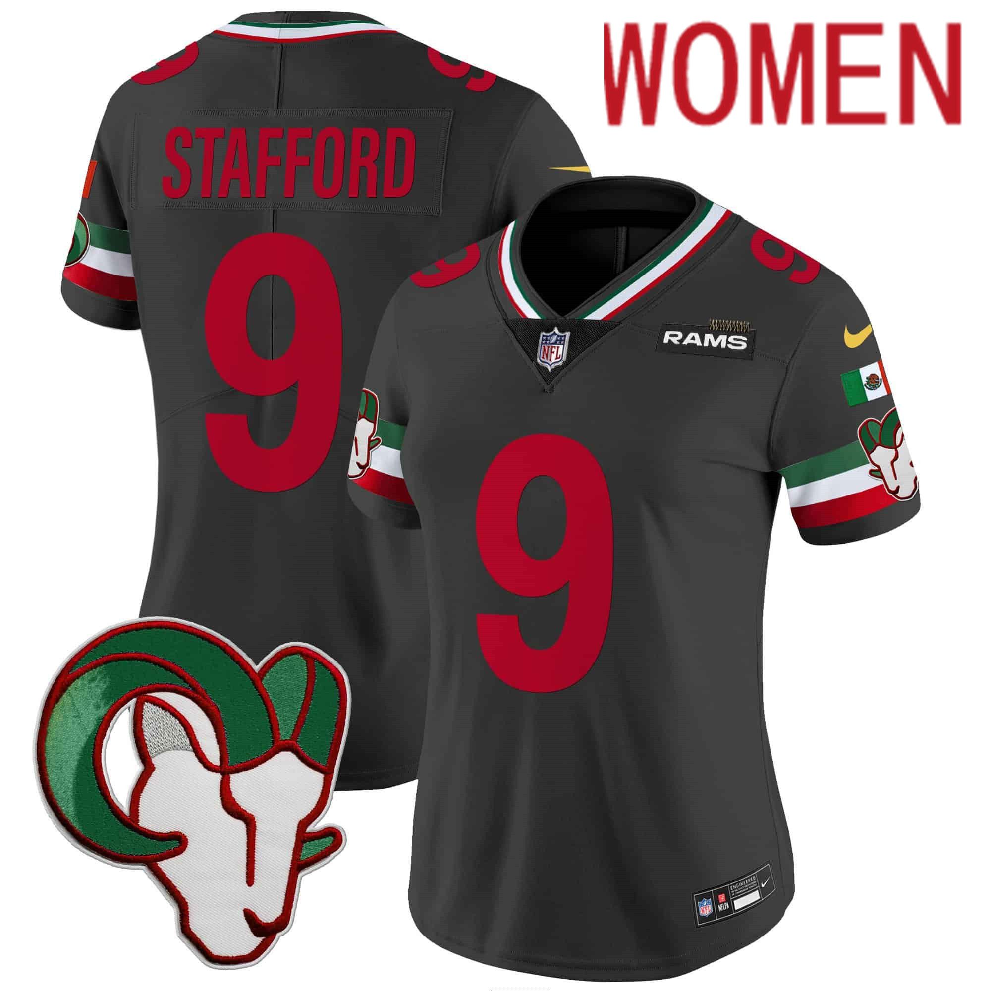 Women Los Angeles Rams #9 Stafford Black 2024 Nike Mexico Vapor Limited NFL Jersey->women nfl jersey->Women Jersey